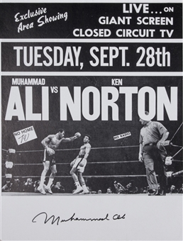 Muhammad Ali Autographed Ali vs. Norton Fight Poster (PSA/DNA)